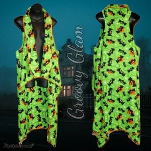 GROOVY GLAM Halloween Bats Long Waterfall Vest